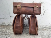 Grande pochette de selle de moto en cuir marron personnalisée sacoche sport style 3 avec logo personnalisé sacs de voyage pour motocyclistes