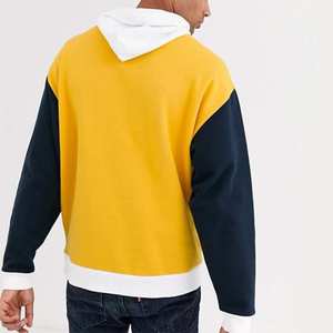 Nouveau 100% coton deux tons thermique sweats à capuche hiver chaud jaune et noir panneau Streetstyle hommes respirant séchage rapide sweats à capuche - Product Image 6