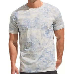 เสื้อยืดลำลองสำหรับผู้ชายผ้าคอตตอนลาย100% จากบังคลาเทศดีไซน์ใหม่พร้อมคอกลมไหล่แขนสั้นพิมพ์ลายโค้งมีขนาดพอดี - Product Image 1