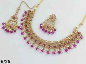 Latest Indian Jewelry Traditional Gold Plated Motipearl With Chandbali Earring and Maagtika Combo Necklace <b>Set</b> for <b>Women</b> - Product Image 2