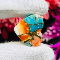 Cabochon en forme de cœur en nacre naturelle, cuivre et turquoise, pour la fabrication de bijoux, fournisseur en gros de bagues, bracelets, colliers et pierres œil-de-chat