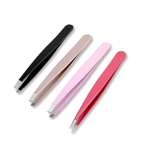 Pince à épiler à pointe inclinée pour sourcils, or rose, nouvelle marque privée personnalisée, 3 en 1, acier inoxydable coloré, pince à épiler professionnelle pour sourcils - Product Image 1