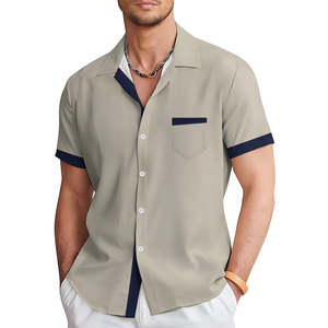 เสื้อฮาวายลายดอกไม้สไตล์ลำลองของผู้ชายชุดเดินชายหาดผ้าซาตินวินเทจแขนสั้นระบายอากาศไม่พอง - Product Image 2