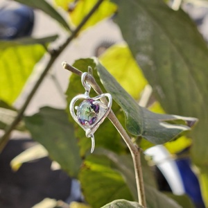 Colgante de piedras preciosas de plata mística 925, encanto de corazón de estilo religioso ligero para niños, brillante y ligero - Product Image 2