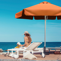Parasol de plage extérieur moderne manuel de 49 pouces pour balcon ouvert, grand, durable, à double couche, avec mât en aluminium et tissu pongé, pour adultes
