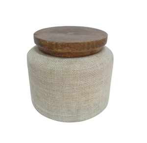 Best Selling Standard Quality Round Jar W/Handle Handmade Glass/jute Finished Use for Home and Hotel Storage <b>Box</b> - Product Image 3