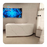 Échantillon Gratuit - Grande Dalle de Surface Solide en Acrylique Composite Effet Marbre Blanc Moderne pour Comptoir de Réception et Plan de Travail de Cuisine