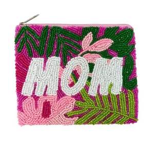 Pochette perlée de cow-boy rouge gris Mini porte-monnaie occidental fabriqué à la main avec fermeture à glissière Accessoire de mode en toile multicolore - Product Image 6