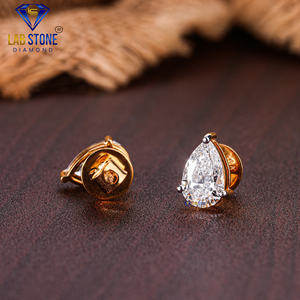 ต่างหูสตั๊ดลูกแพร์4.00 TDW labgrown hpht/cvd เพชร VS1ความชัดเจนมาตรฐาน IGI ทอง18K พร้อมเครื่องประดับใส VS1 - Product Image 5