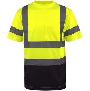 T-Shirt manches courtes homme Hi Vis Construction vêtements de travail Hi Vis T-Shirt Polo de sécurité réfléchissant avec bandes réfléchissantes
