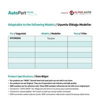 Ensemble de loquets de serrure de porte droite pour Hyundai Tucson (Expédition depuis le fabricant turc) Code produit : FD113505