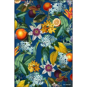 Impression sur toile de fruits et fleurs tropicales Fida sur fond bleu marine - Product Image 6