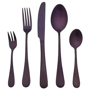 Juego de Cubiertos de Acero Inoxidable Plateado para Restaurante de Lujo Moderno, Cuchillo y Tenedor con Mango Plano de Metal Negro - Product Image 6