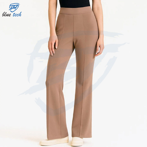 Ladies Mid Waist Flat Front Straight Customized High Quality Quick Dry Polyester/Cotton Casual Outdoor Use <b>Trousers</b> - Product Image 1