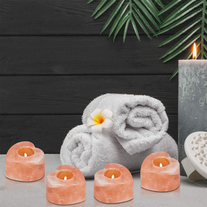 Artesanía natural orgánica Himalayan Pink Salt Rock Portavelas Decoración interior Regalo - Product Image 2