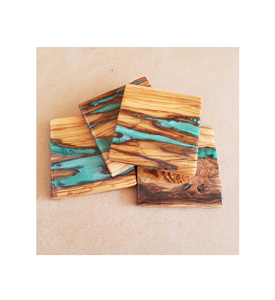 ที่รองแก้วไม้และเครื่องดื่มสีม่วงทำจากไม้อีพ็อกซี่แผ่นรองแก้วเครื่องดื่มร้อนและเย็น - Product Image 2