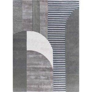 Alfombra Azul de Lana y Viscosa Hecha a Mano con Diseño Abstracto Come Tra-15130 para Sala de Estar, Pasillo, Entrada, Tamaño Rectangular 9x12 - Product Image 1