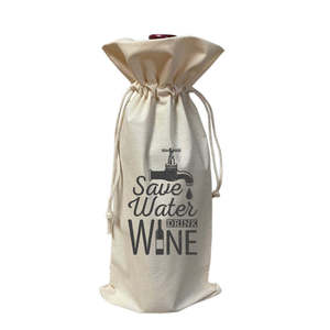 Sacs fourre-tout en coton pour vignerons, design éco-responsable, avec motif « Économisez l'eau, buvez du vin » - Product Image 4