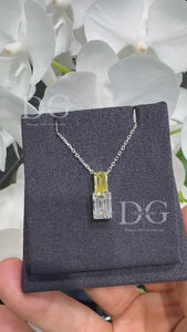 Collar Solitario de Diamante Amarillo Esmeralda Cultivado en Laboratorio, Colgante de Plata 925, Corte Marquesa, 3.00ct, VVS-VS, Certificado IGI, para Mujer, Ideal para Fiestas - Product Image 5