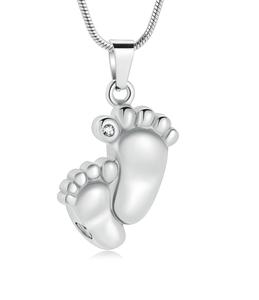 Plata Huella Urna Cenizas Cremación Joyería para Mujeres Hombres Acero inoxidable Bebé Pie Collares Joyería para cenizas humanas Tamaño personalizado - Product Image 1