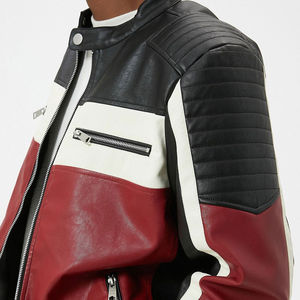 Veste en cuir pour hommes à prix réduit, tenue tendance de rue et de motard pour hommes - Product Image 5