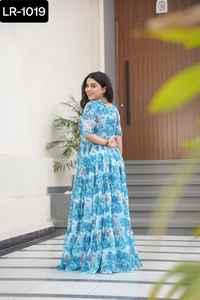 MostBeauriful Estampado floral Faux Georgette Anarkali Vestidos con estampado digital Vestidos para mujeres Ropa DE BODA Traje Salwar Kameez - Product Image 5