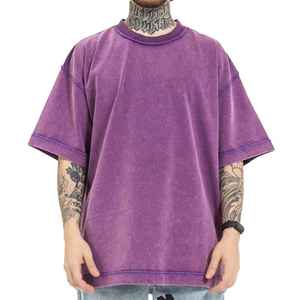 Venta al por mayor de gran tamaño lavado con ácido Boxy hombro caído camiseta inversa 100% algodón Streetwear Vintage estilo Hip Hop para hombres - Product Image 3