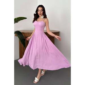 Vestido Largo Lila con Copas en el Busto - Lila - Product Image 1