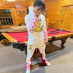 Wholesale Custom Puff Printing Hooded Tracksuit Streetwear <b>XL</b> Size Heavyweight Oversized Sweatpants Hoodie Set Logo Hot Selling - Product Image 4