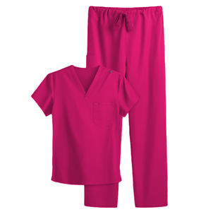 Ensemble de gommage unisexe antimicrobien couleur unie col en V haut cordon pantalon allaitement uniforme médical personnalisable ensemble de gommage en gros - Product Image 5