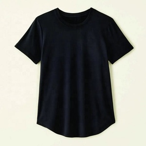 เสื้อผู้หญิงผ้าฝ้าย100% คุณภาพสูงเสื้อยืดคอกลมทรงโค้งใส่ได้ทั้งชายและหญิงแฟชั่นสีทึบ - Product Image 4