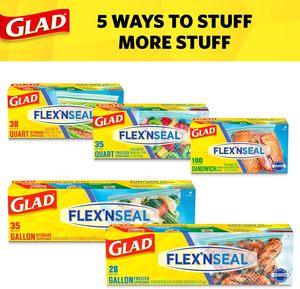Glad Flex'N Seal Food Storage <b>Plastic</b> Bags, Quart, 38 count, Pack of 4 - Product Image 4