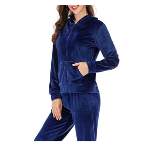 Stylish Ladies <b>Plus</b> <b>Size</b> <b>Velour</b> <b>Tracksuit</b> Cozy Long Sleeve Zipper Jacket With Elastic Pants Comfortable Casual Outfit Set - Product Image 4