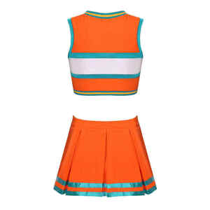 Uniformes de cheerleading pour femmes adultes confortables et personnalisés, style jupe en spandex/coton, impression par transfert thermique professionnelle, haute qualité - Product Image 4