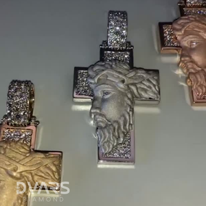 Pendentif Croix de Jésus personnalisé en Moissanite VVS, style Hip Hop, cadeau religieux, bijoux chrétiens en argent sterling plaqué rhodium - Product Image 6