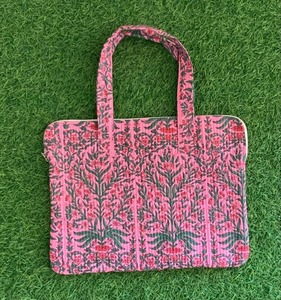 Sac de protection étanche pour ordinateur portable 13 "-15"-17 "pour l'extérieur, étui pour ordinateur portable 100% pur coton imprimé en blocs matelassé fait main - Product Image 2