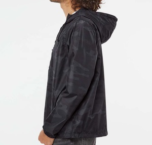 Vêtements d'extérieur à prix avantageux, coupe-vent léger noir à fermeture éclair sur le devant, doublure en maille imperméable, veste anorak - Product Image 6