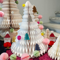 31,5 Zoll Art Deco Wabenpapierbaum Weihnachtsdekoration mit Selbstklebefunktion und 4-Farben-Offsetdruck für Partys und Heimfeste