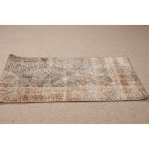 1.7x3.2 ft Rug, Vintage Turkish Rug, <b>Brown</b> Gray Ikat <b>Wool</b> Rug - Product Image 5