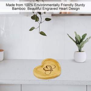 Heart Shaped Spoon Rest Large Engraved <b>Bamboo</b> Wood for Kitchen Utensils Wooden Vintage Country Tray Protects Countertop Fits - Product Image 5