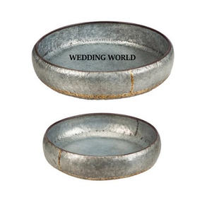 Ensemble de deux jardinière en métal de forme ronde pot de jardinière de table fini personnalisé meilleure vente en gros jardinière en métal - Product Image 1