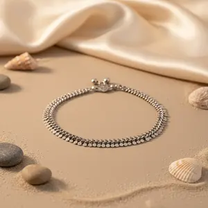 Tobillera de Plata Hecha a Mano para Mujer, Joyería de Pie Chapada en Oro con Diamantes y Perlas, Pulsera de Aleación, Regalo - Product Image 3