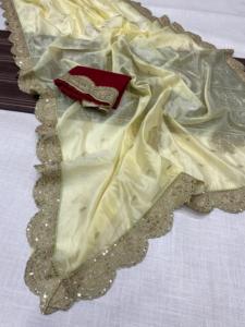 ชุดเดรสส่าหรีผ้าโปร่งบางเนื้อนุ่มงานปักเลื่อมจากอินเดีย - Product Image 2