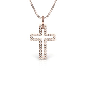 Best Seller IGI Certified VVS Lab Grown Diamond 14k Solid Gold <b>Cross</b> Pendant <b>Necklace</b> Fine Jewelry <b>For</b> <b>Women</b> At Low Price - Product Image 4