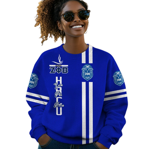 ZPhiB Sorority Suéter azul blanco 1920 Zeta Phi Beta Knit Vida griega Chenille Letters Divine Nine Premium Apparel - Product Image 5