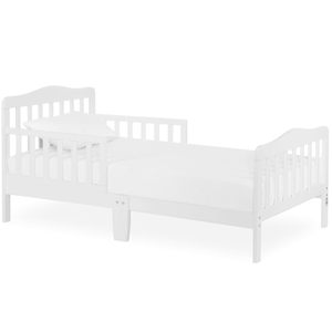 <span class=keywords><strong>Lit</strong></span> plateforme classique pour tout-petits <span class=keywords><strong>blanc</strong></span> avec barrières de sécurité latérales basses en <span class=keywords><strong>bois</strong></span> de pin non toxique - Product Image 1