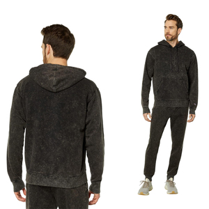 Meilleures ventes de sweat à capuche lavé à l'acide pour hommes de couleur noire personnalisée avec impression Design New Street-Wear Style Zipper Inclus Vente en gros - Product Image 6