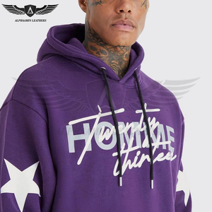 Couleur contrastée blanc violet bonne vente Design unique Vêtements d'hiver pour adultes Survêtement en coton écologique avec sérigraphie - Product Image 2