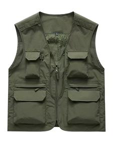 Wholesale <b>Grey</b> Work Wear With Logo and Pockets Custom Outwear Uniform Construction Safety Clothing <b>Vest</b> Breathable - Product Image 6