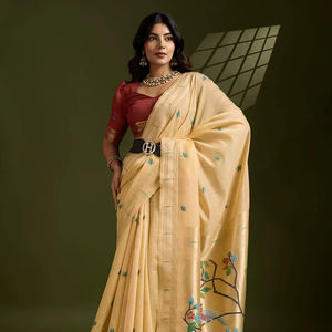 Hermoso diseñador Resham tejido estampado seda Saree última blusa exclusiva étnica nupcial adultos boda impresionante fiesta desgaste chica - Product Image 1